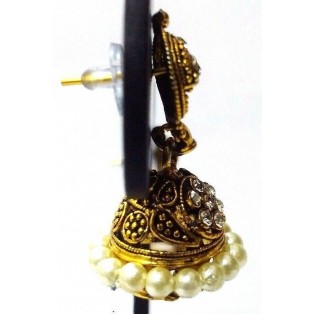 Golden Oxidized Earrings Ethnic Imitation Jewelry Chandelier Dangle Drop - EA33
